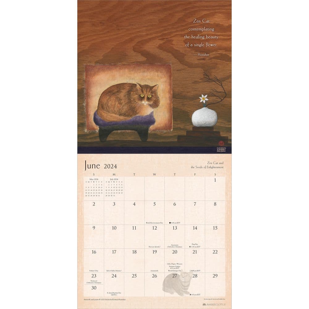 Zen Cat 2024 Wall Calendar interior 1