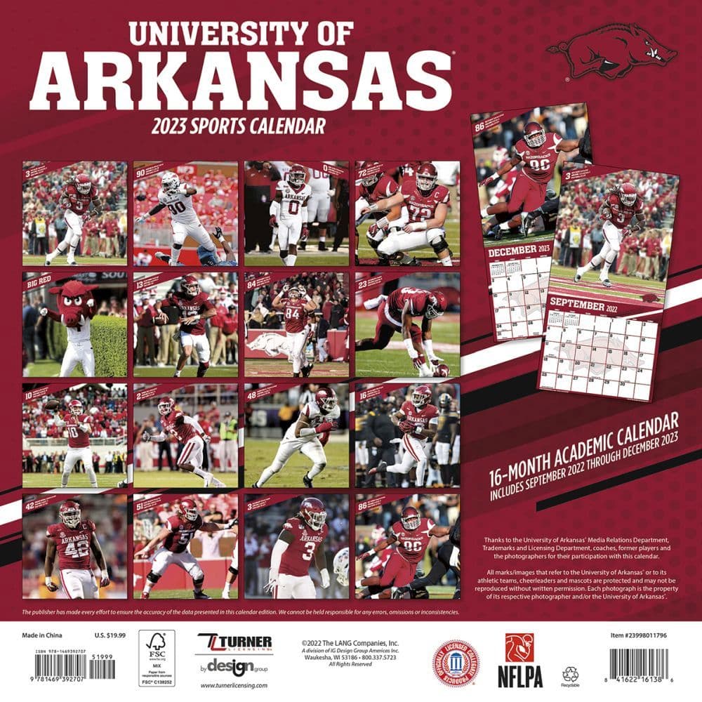 Arkansas 2023 Election Calendar Arkansas Razorbacks 2023 Wall Calendar