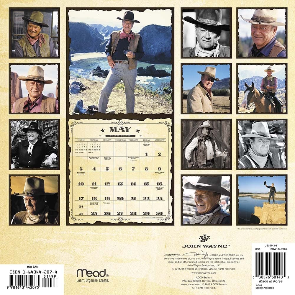 John Wayne Wall Calendar