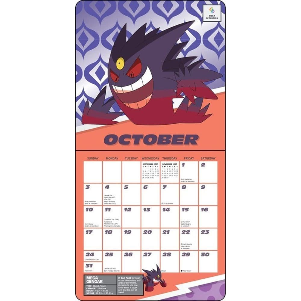 Pokemon 2027 Mini Wall Calendar Sixth Alternate Image