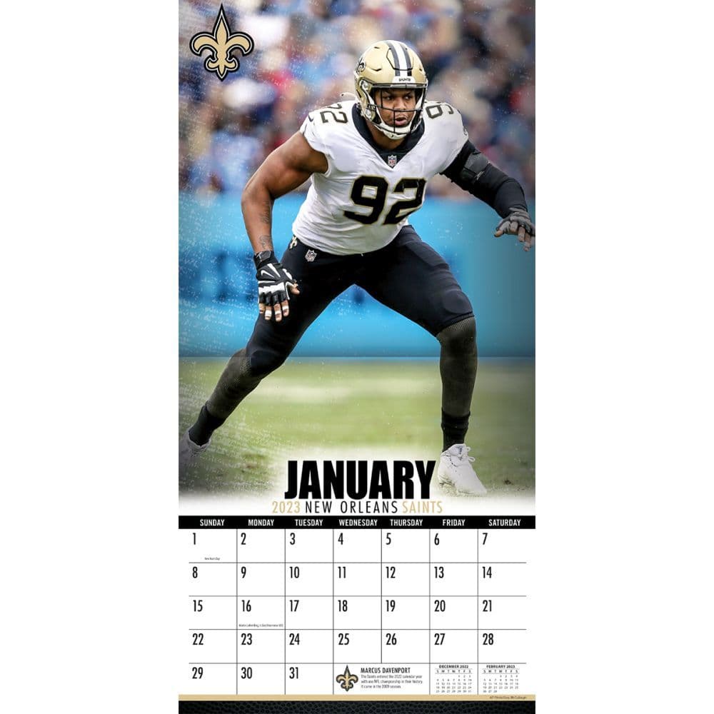 Calendar Of Saints 2023 Nfl New Orleans Saints 2023 Wall Calendar - Calendars.com