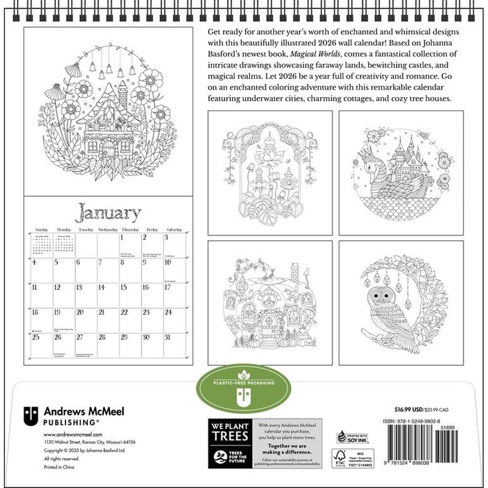 Basford Magical Jungle 2026 Wall Calendar First Alternate Image