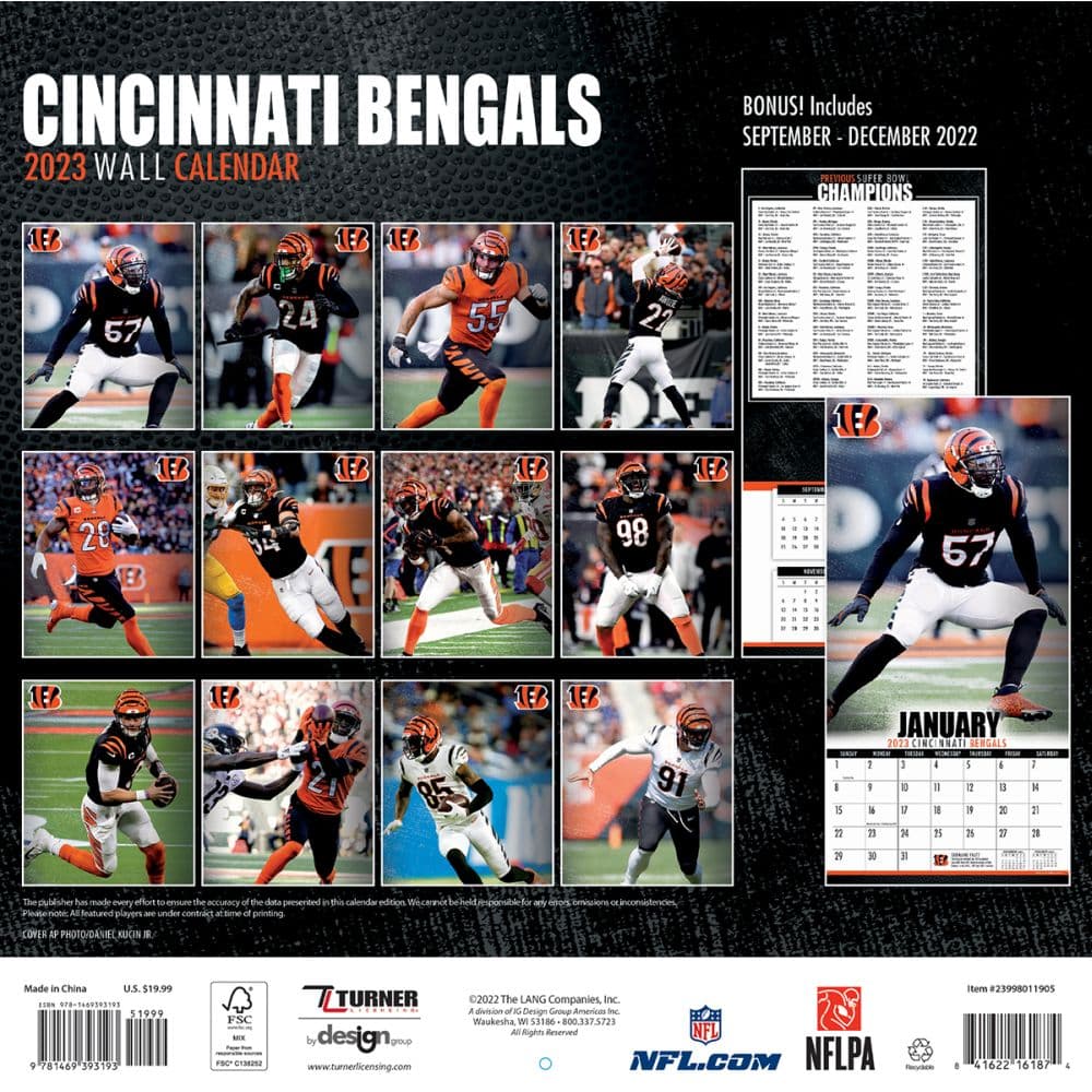 NFL Cincinnati Bengals 2023 Wall Calendar - Calendars.com