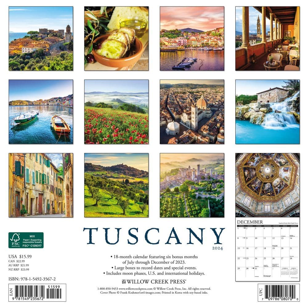 Tuscany 2024 Wall Calendar