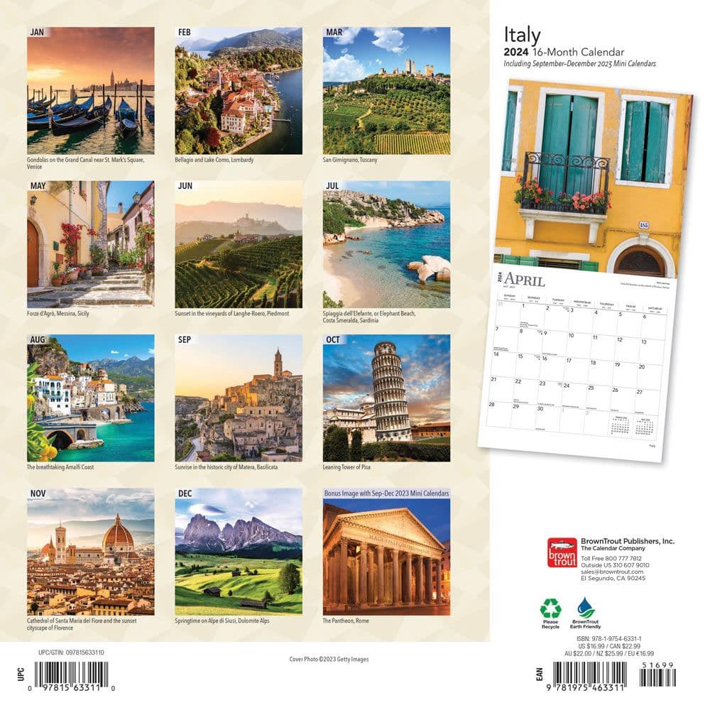 Italy 2024 Wall Calendar