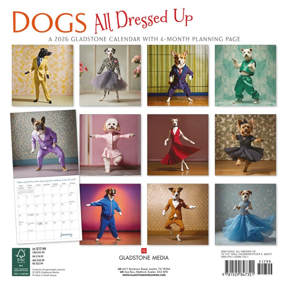 Dogs All Dressed Up 2026 Wall Calendar First Alternate Image