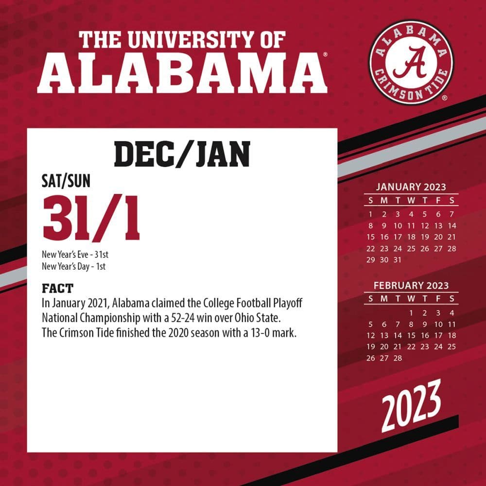 Alabama Crimson Tide 2023 Desk Calendar - Calendars.com Alabama Crimson Tide 2023 Desk Calendar - Calendars.com