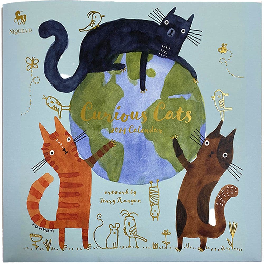 Curious Cats Spiral 2024 Wall Calendar