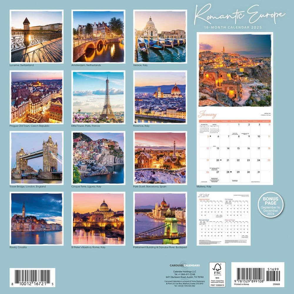 Romantic Europe 2025 Wall Calendar First Alternate Image width=&quot;1000&quot; height=&quot;1000&quot;