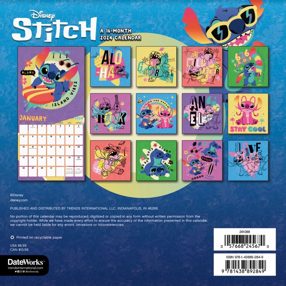 Disney Stitch 2024 Mini Wall Calendar