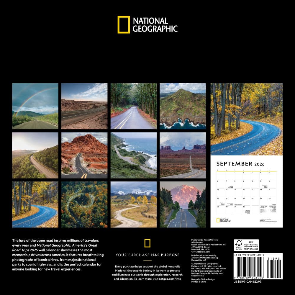 American Roadtrips National Geographic 2026 Wall Calendar First Alternate Image