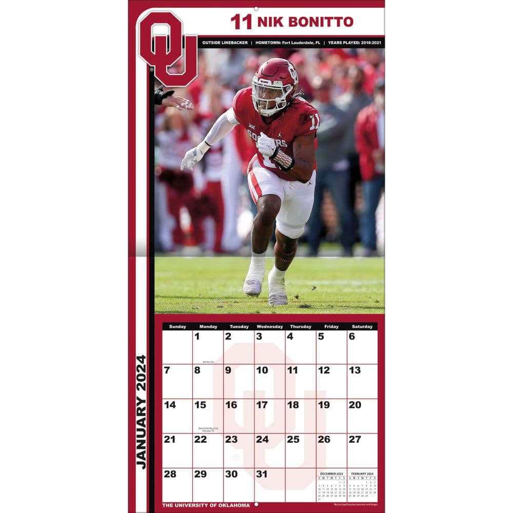 COL Oklahoma Sooners 2024 Wall Calendar Second Alternate Image width=&quot;1000&quot; height=&quot;1000&quot;