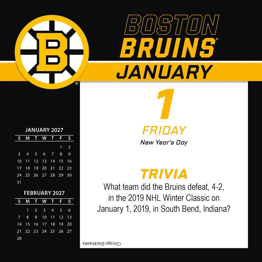 NHL Boston Bruins 2027 Desk Calendar Second Alternate Image
