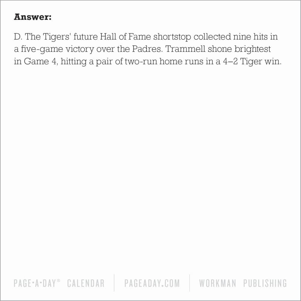 Baseball Trivia 2026 Desk Calendar Fifth Alternate Image
