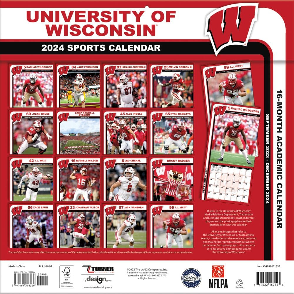 COL Wisconsin Badgers 2024 Wall Calendar First Alternate Image width=&quot;1000&quot; height=&quot;1000&quot;