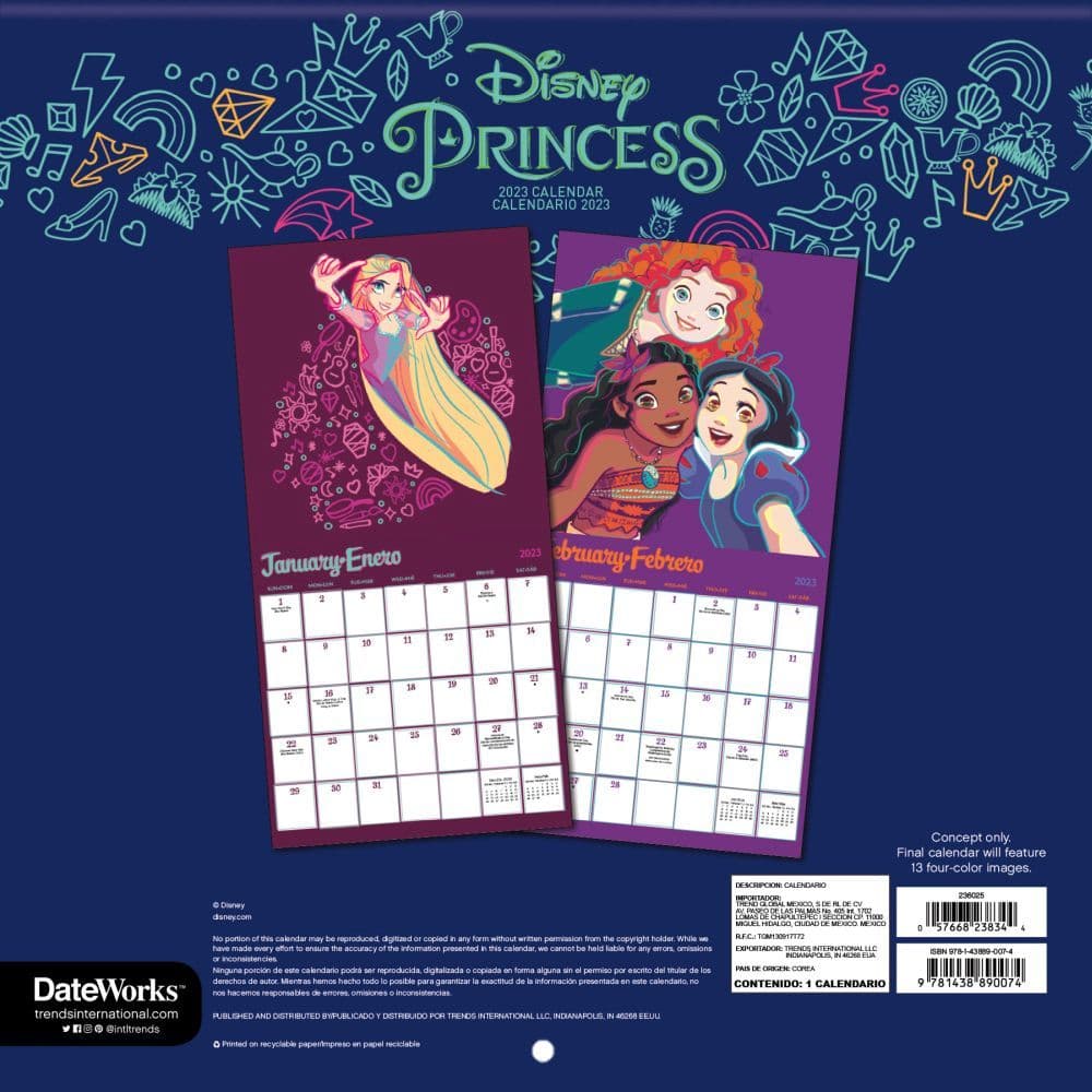 Disney Princess Calendar 2023 - Customize and Print