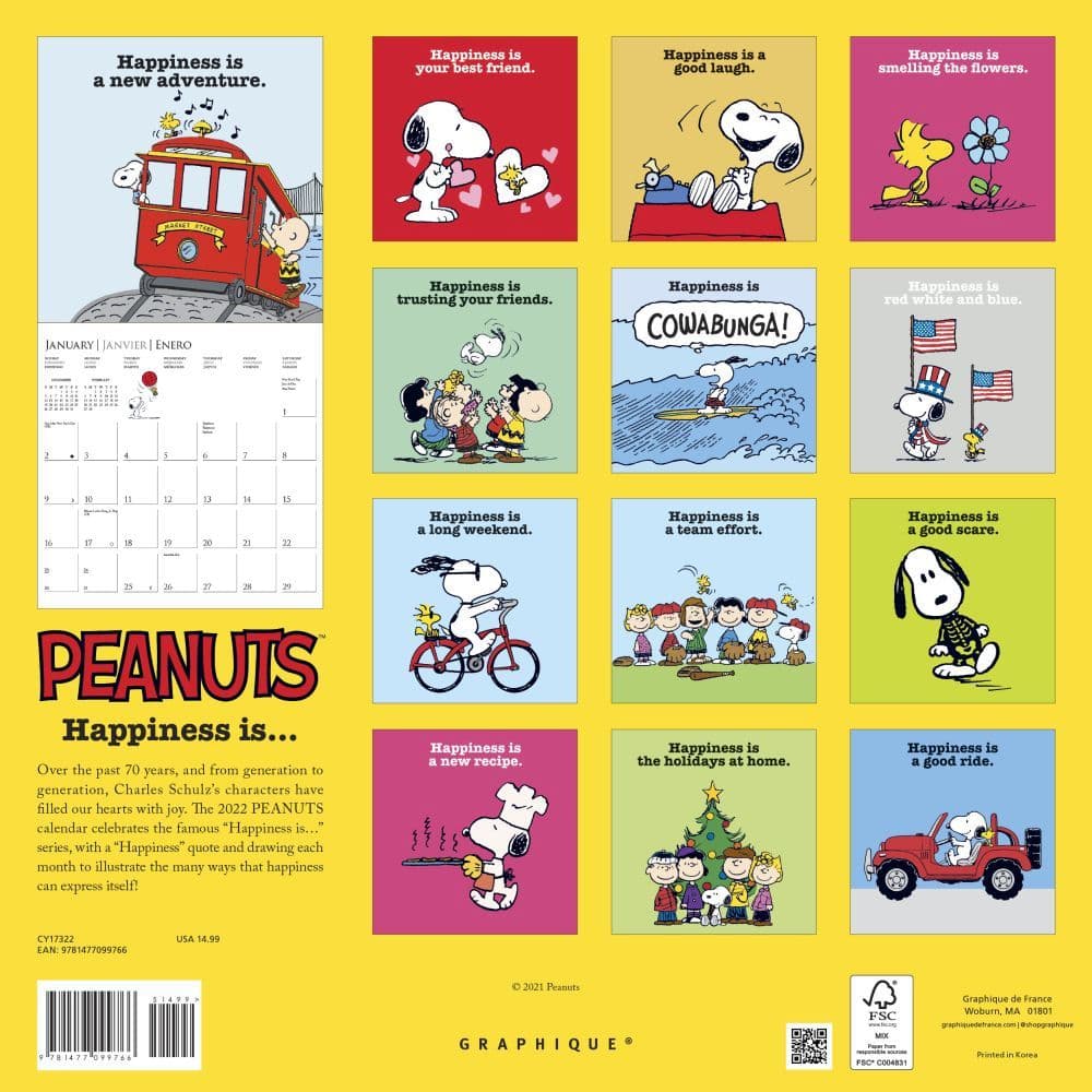 Peanuts Happiness Is 2022 Wall Calendar - Calendars.com