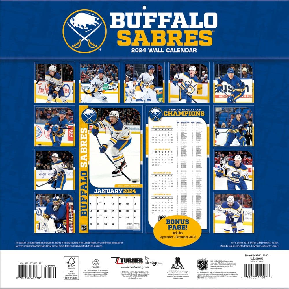 Buffalo Sabres 2024 Wall Calendar - Calendars.com