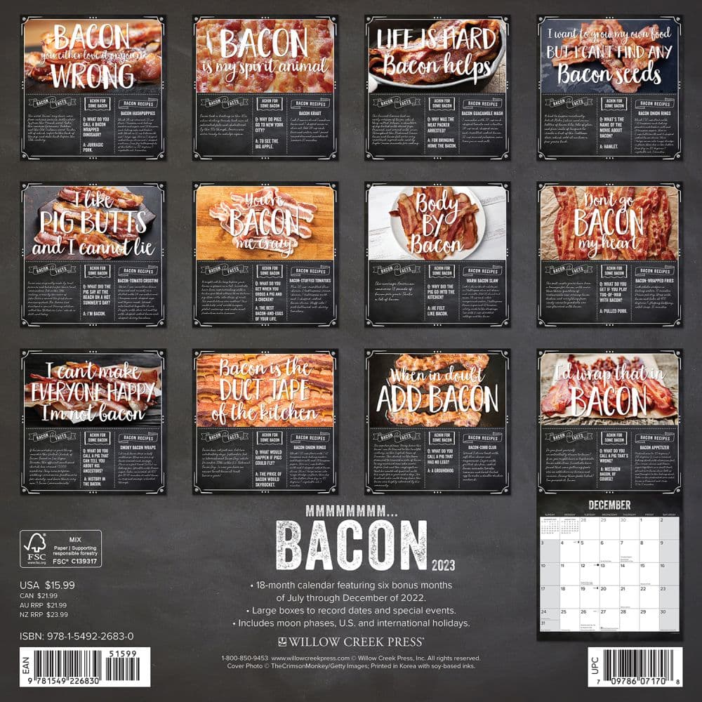 MMMMMMMM Bacon 2023 Wall Calendar - Calendars.com