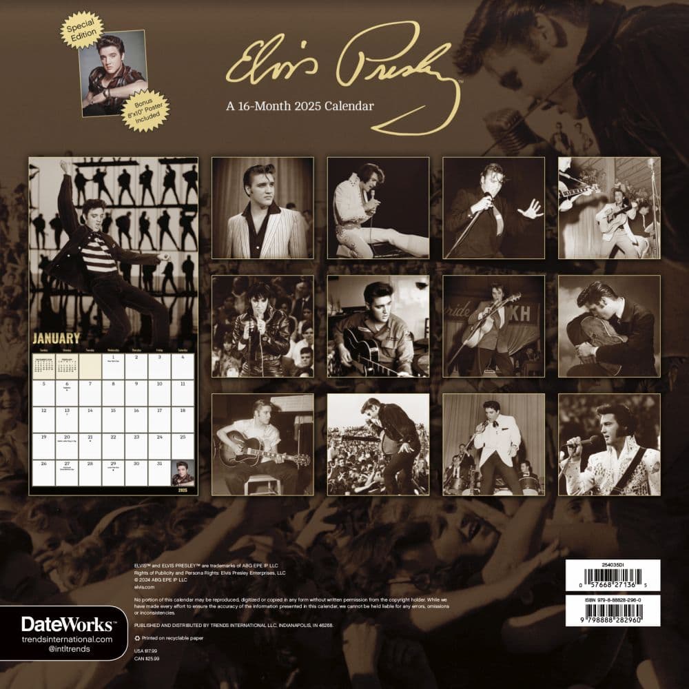 Elvis 2025 Wall Calendar