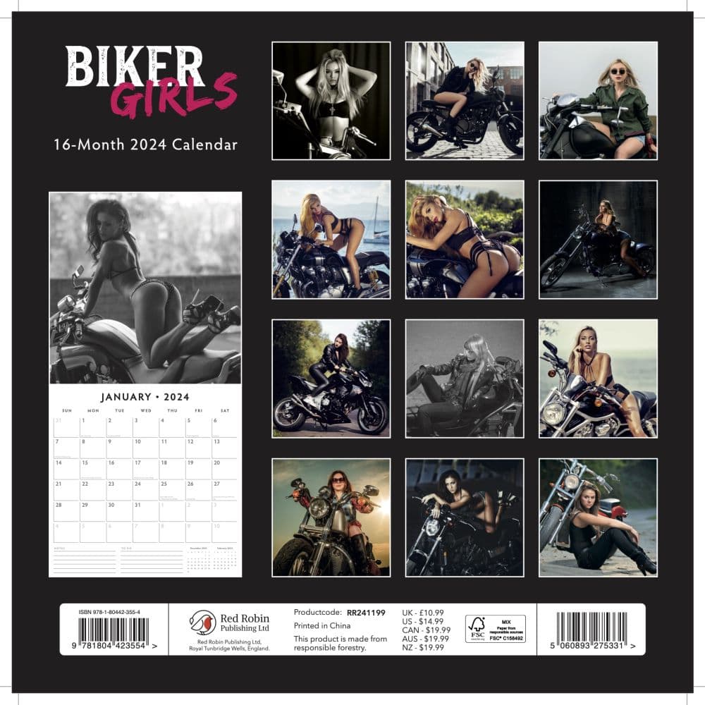 Biker Girls 2024 Wall Calendar