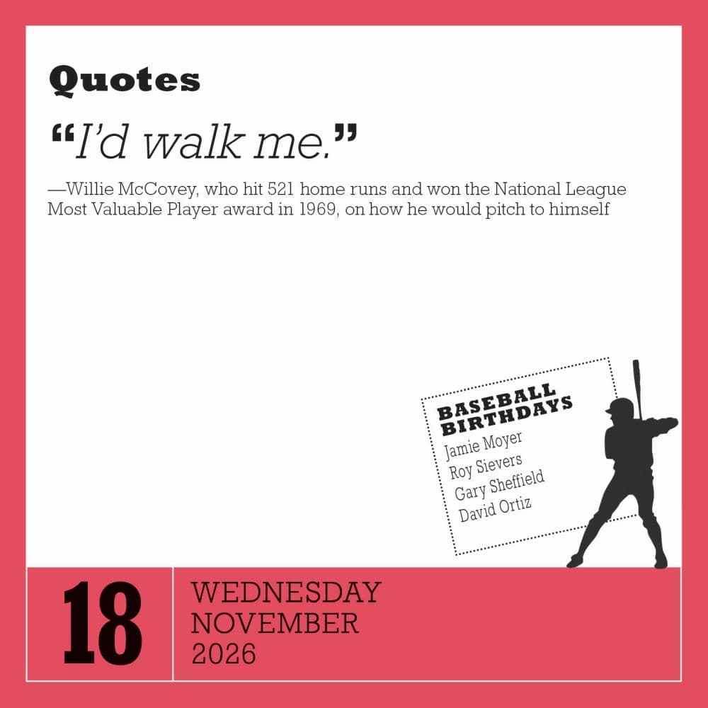 Baseball Trivia 2026 Desk Calendar Sixth Alternate Image