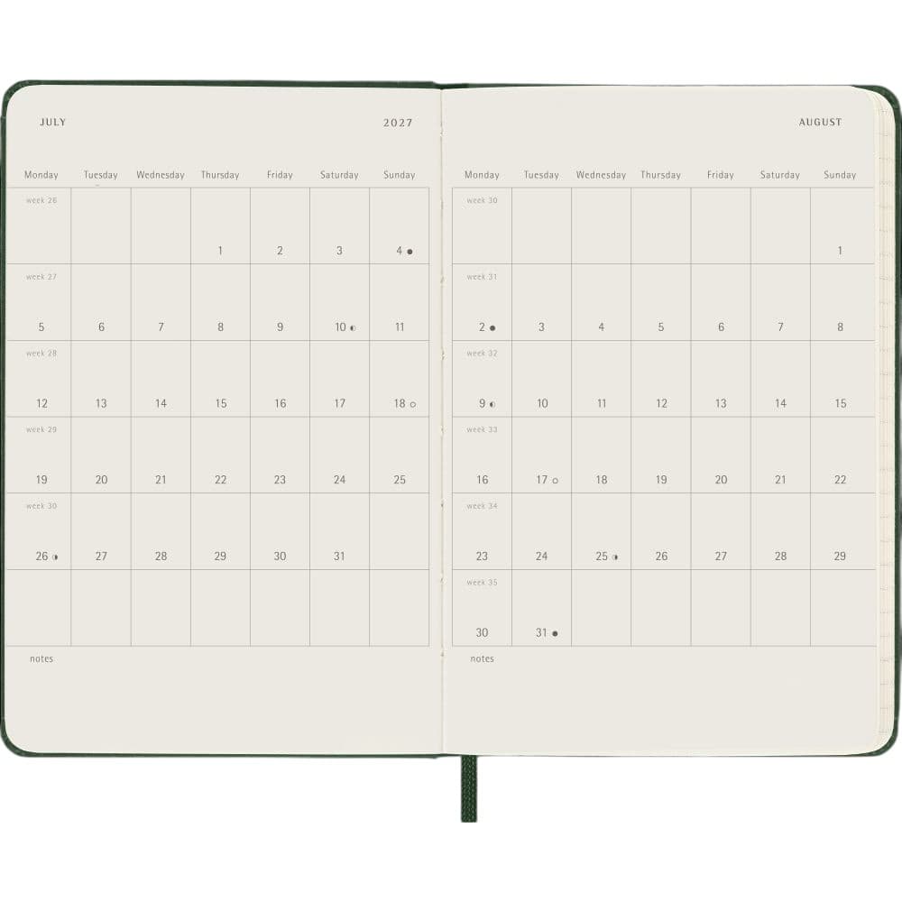 Moleskine Myrtle Green Pocket Hard Cover 2027 Daily Planner Fourth Alternate Image