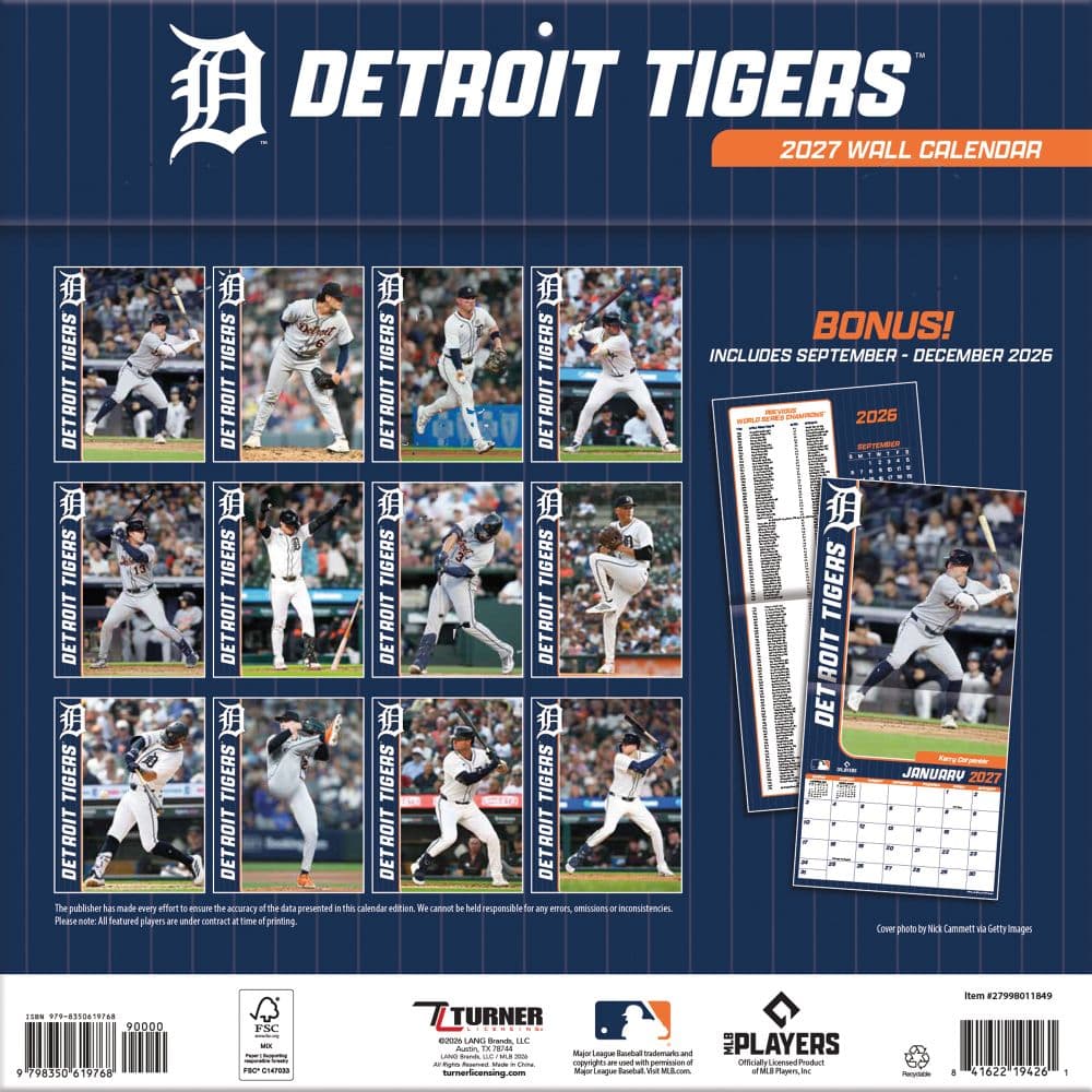 MLB Detroit Tigers 2027 Wall Calendar First Alternate Image