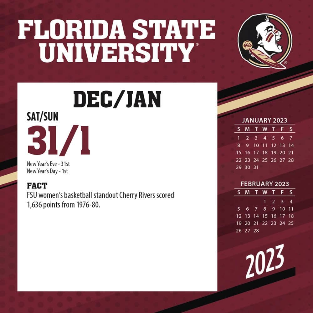 Florida State University Calendar 2023 Florida State Seminoles 2023 Desk Calendar - Calendars.com