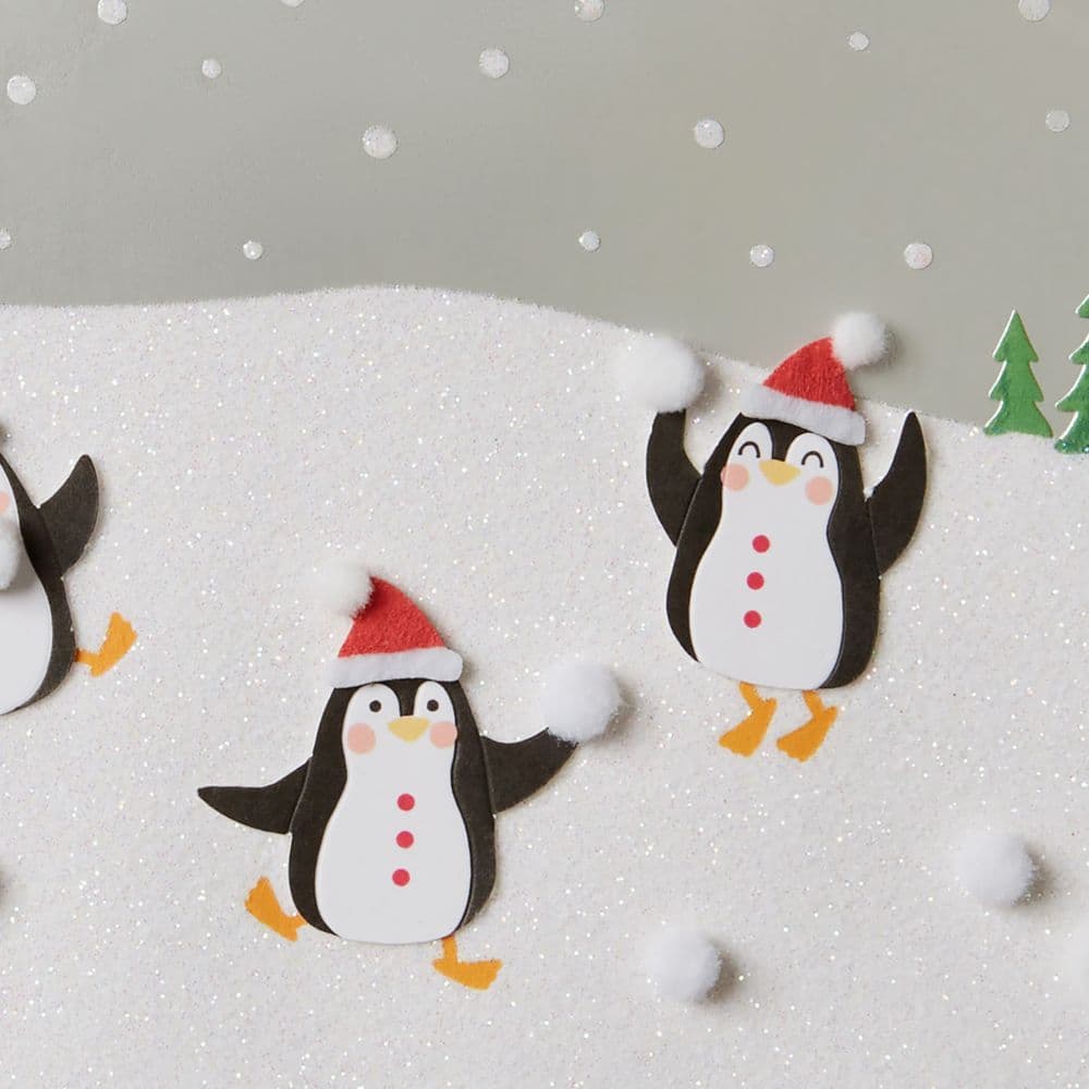 Penguins And Snowballs Christmas Card Fourth Alternate Image width="1000" height="1000"