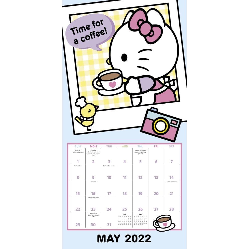 Sanrio Hello Kitty Wall L Calendar 2022 with stickers from Japan