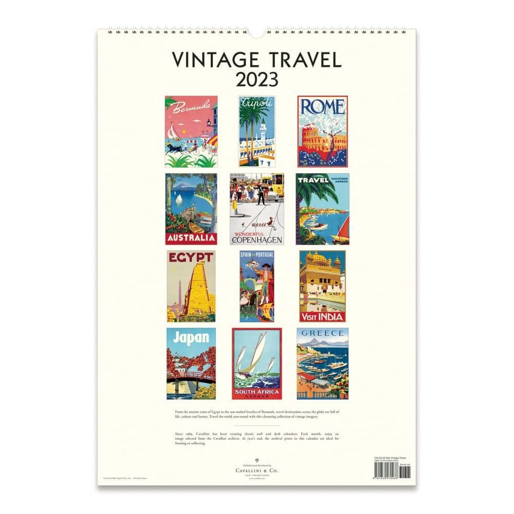 Vintage Travel Art 2023 Poster Wall Calendar - Calendars.com