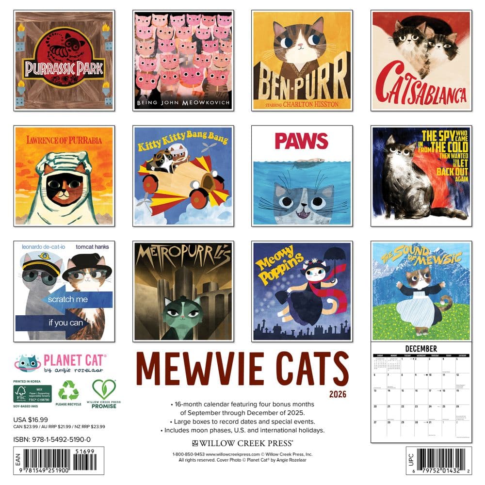 Mewvie Cats 2026 Wall Calendar First Alternate Image