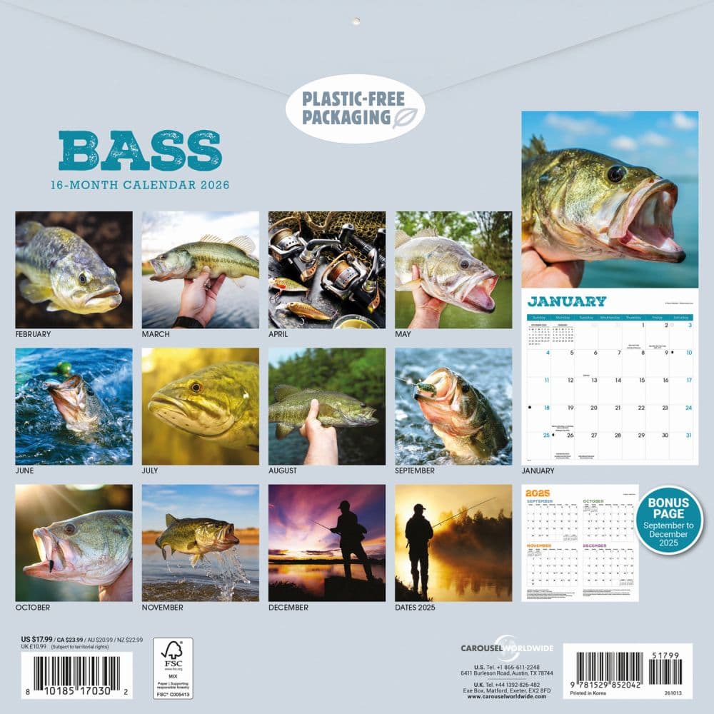 Bass 2026 Wall Calendar First Alternate Image
