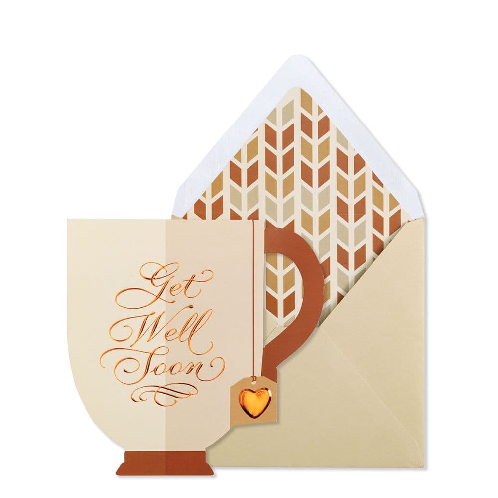 Die Cut Tea Cup Get Well Card Main Product Image width="1000" height="1000"