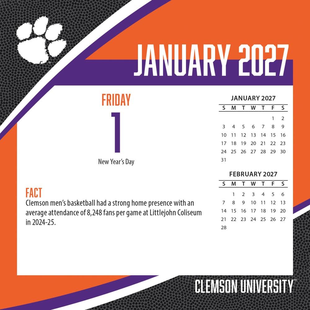 Clemson Tigers 2027 Desk Calendar Second Alternate Image