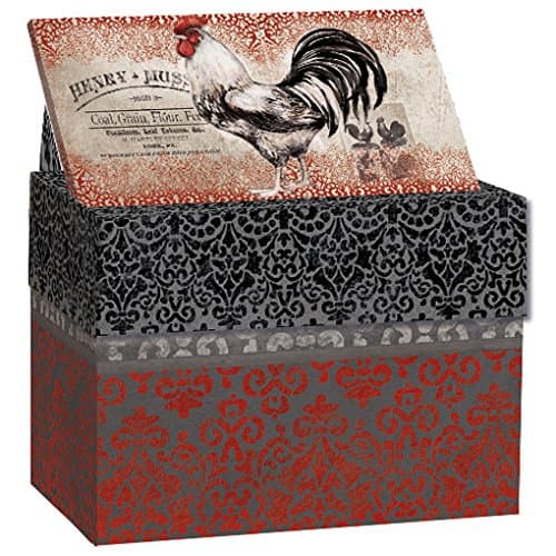 Cardinal Rooster Recipe Card Box by Susan Winget
