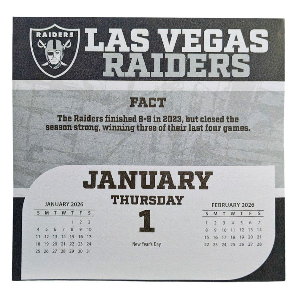 NFL Las Vegas Raiders 2026 Desk Calendar Second Alternate Image