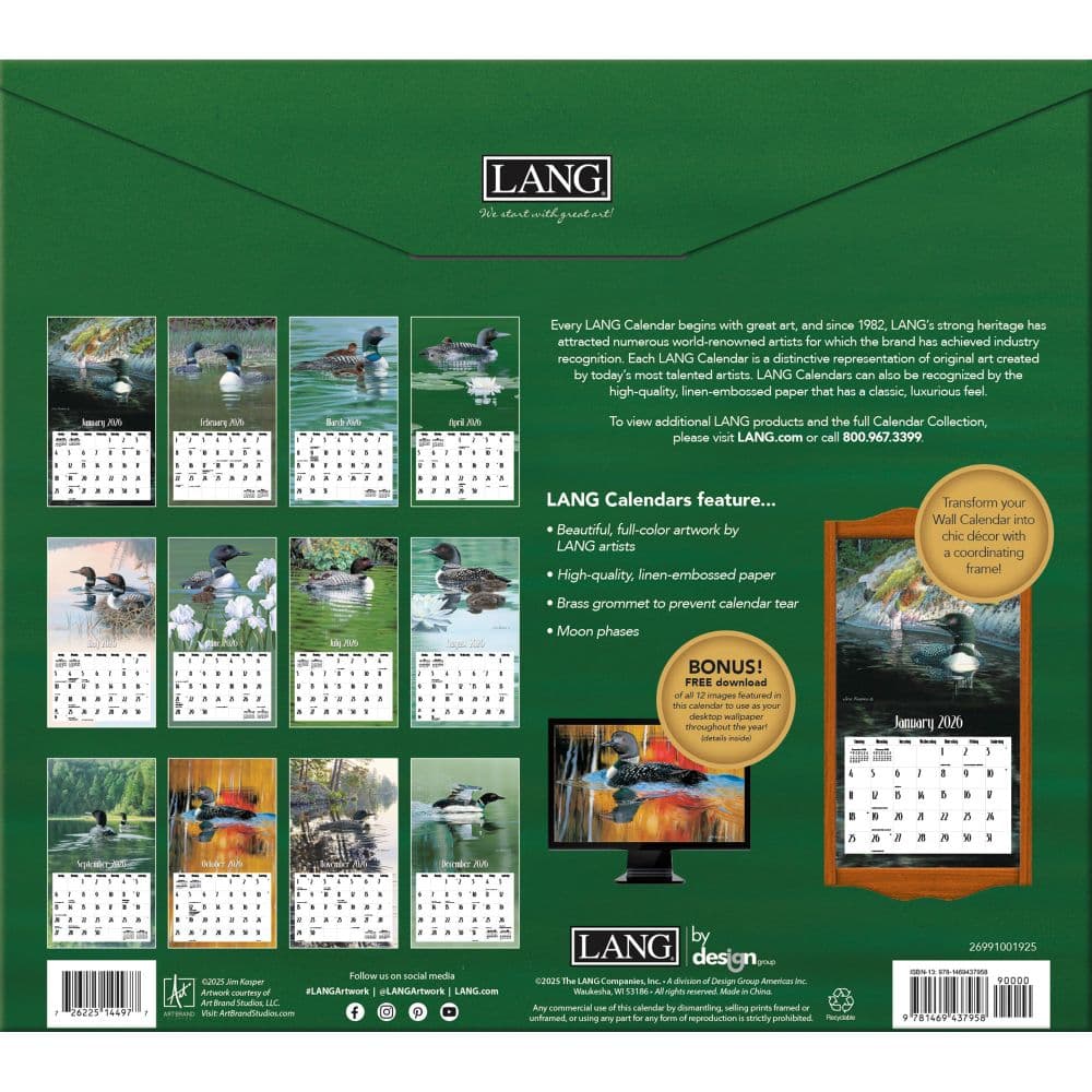 Loons on the Lake 2026 Wall Calendar by Jim Kasper_ALT2