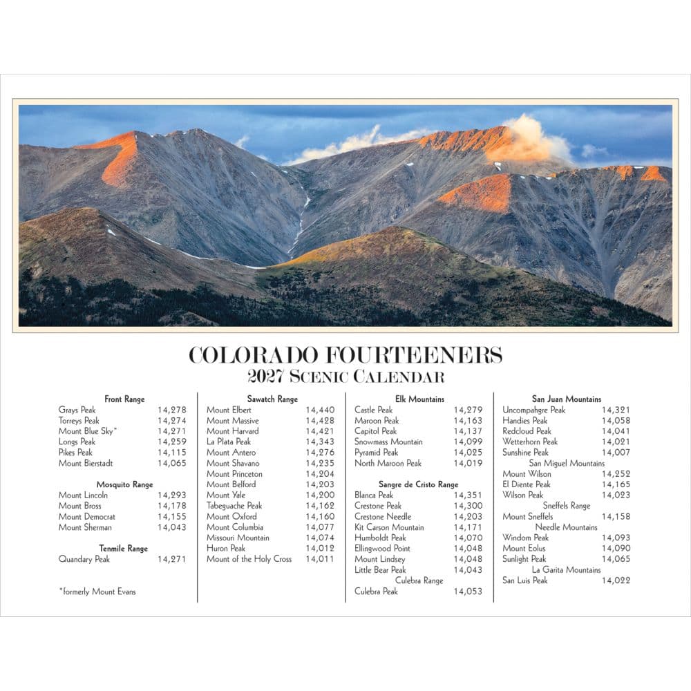 Colorado Fourteeners 2027 Wall Calendar Second Alternate Image