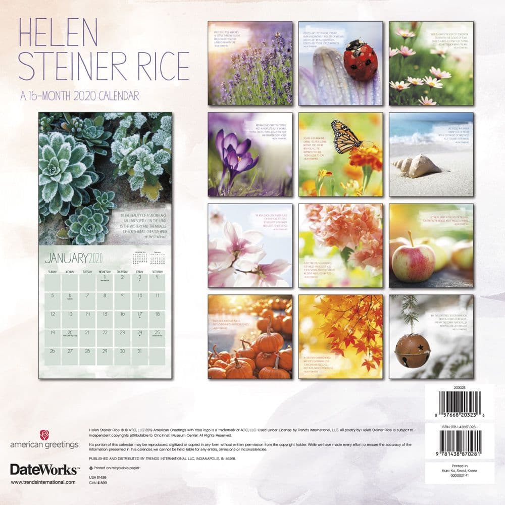 Helen Steiner Rice Wall Calendar - Calendars.com