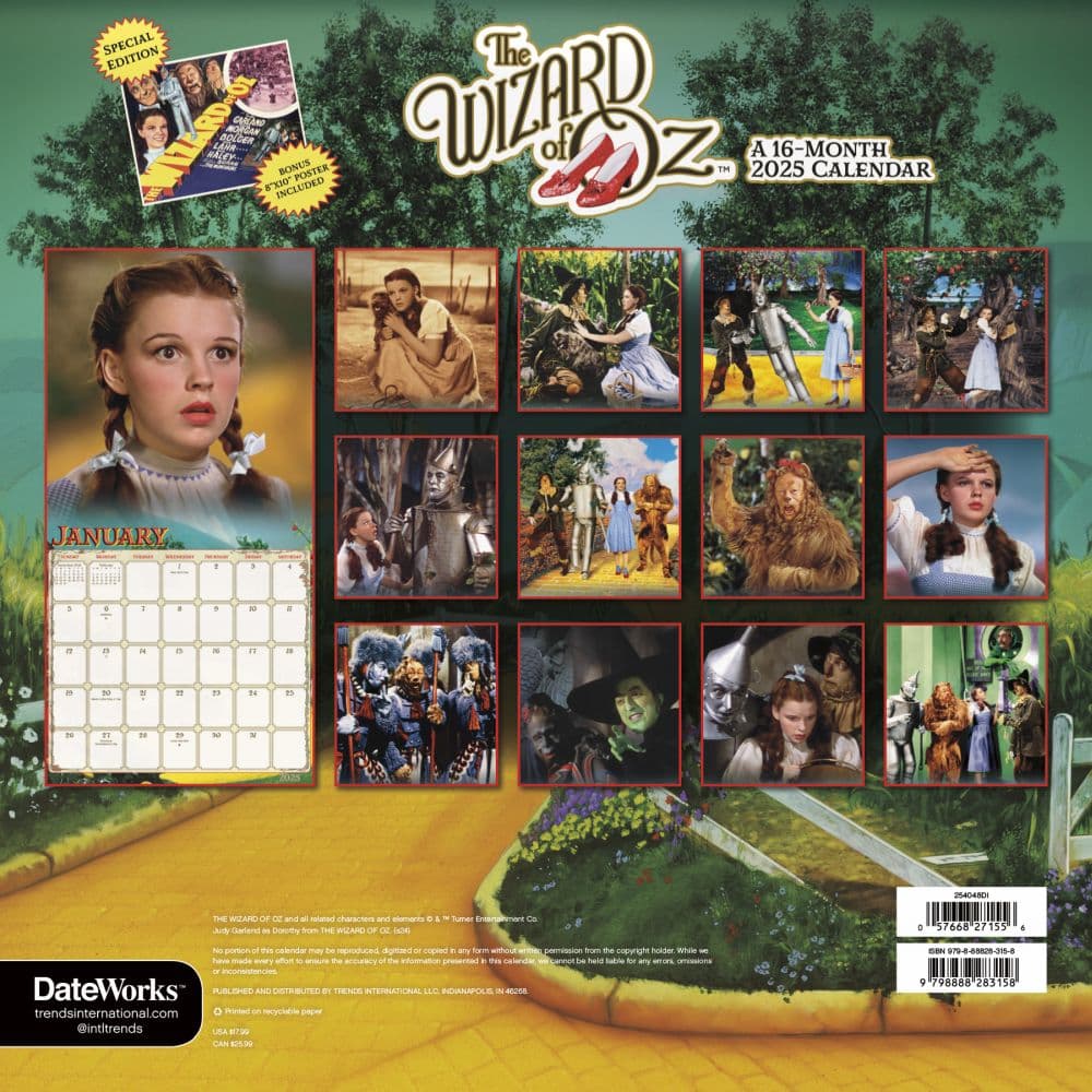 Wizard of Oz Exclusive with Bonus Print 2025 Wall Calendar First Alternate Image width=&quot;1000&quot; height=&quot;1000&quot;