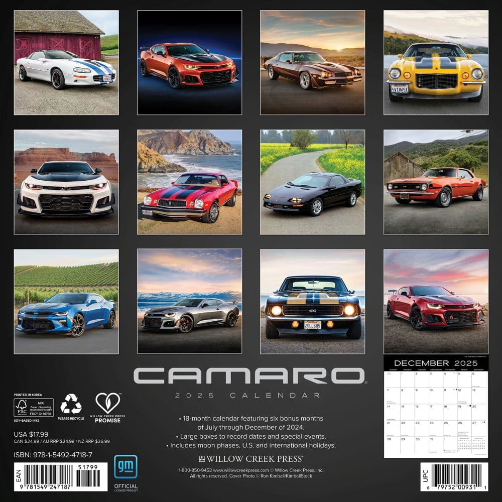 Camaro 2025 Wall Calendar First Alternate Image width=&quot;1000&quot; height=&quot;1000&quot;