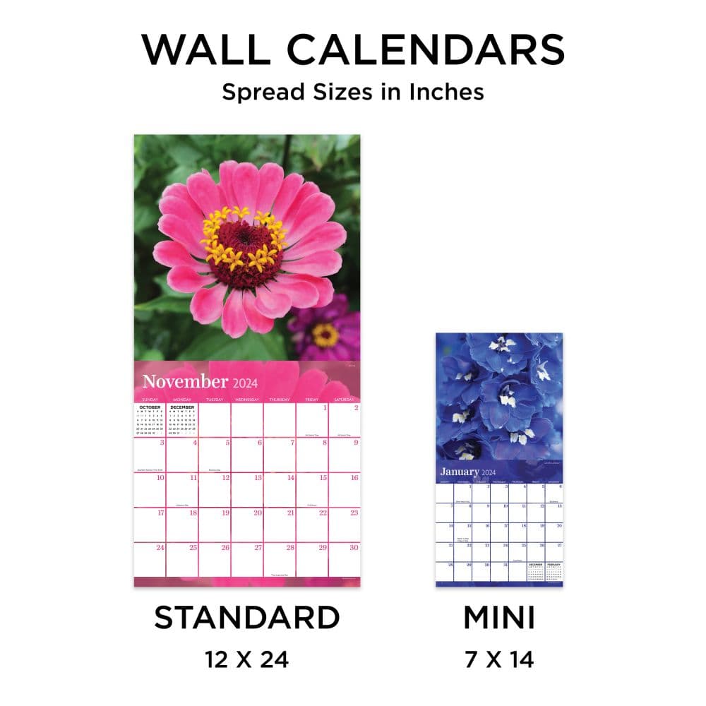 Flowers 2024 Mini Wall Calendar Fifth Alternate Image width="1000" height="1000"