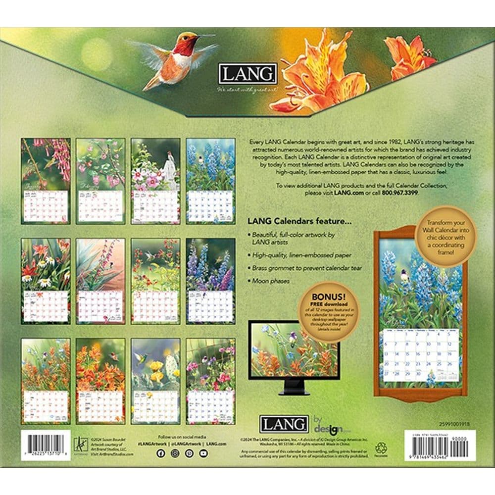 Hummingbirds by Susan Bourdet 2025 Wall Calendar