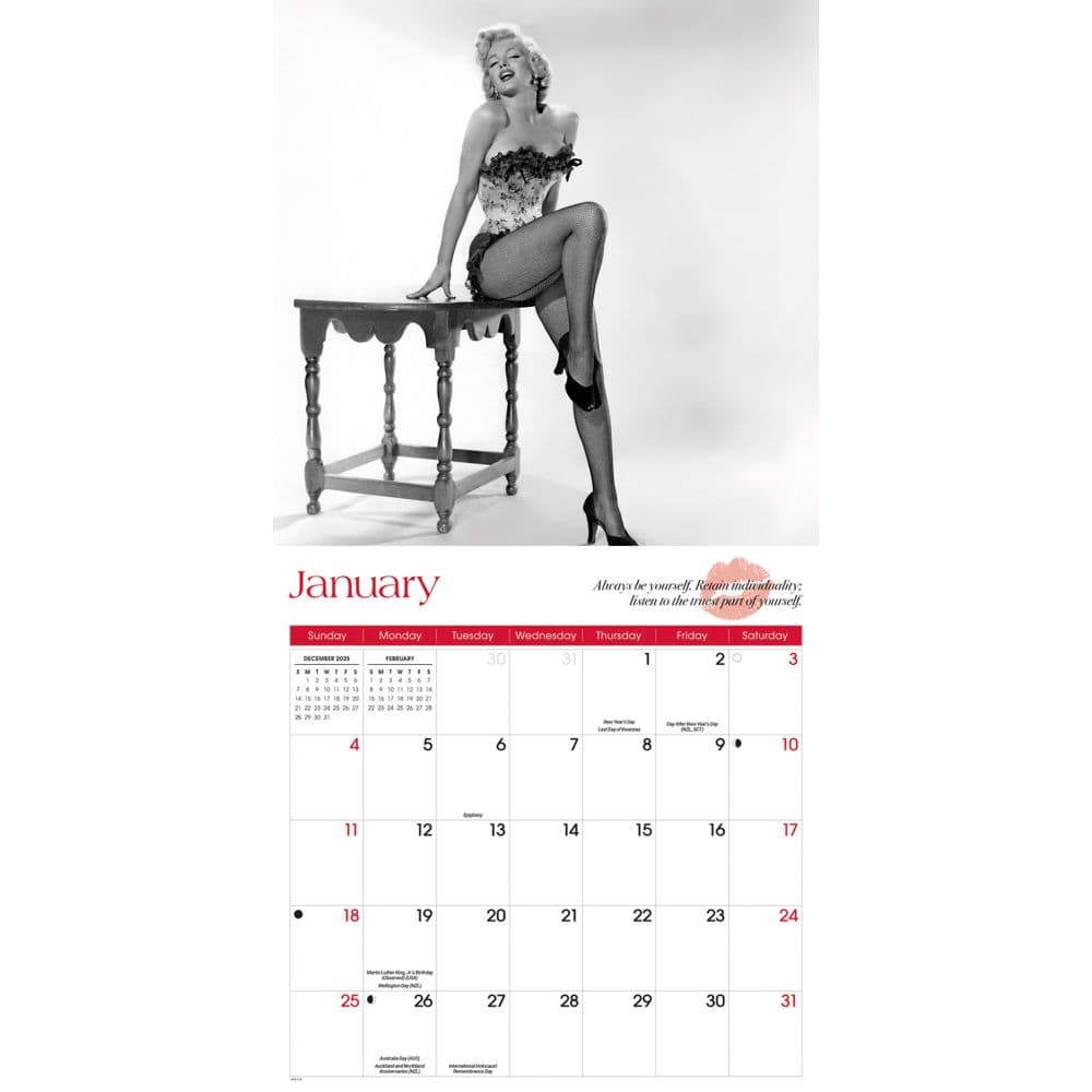 Marilyn Monroe Black and White 2026 Wall Calendar Second Alternate Image