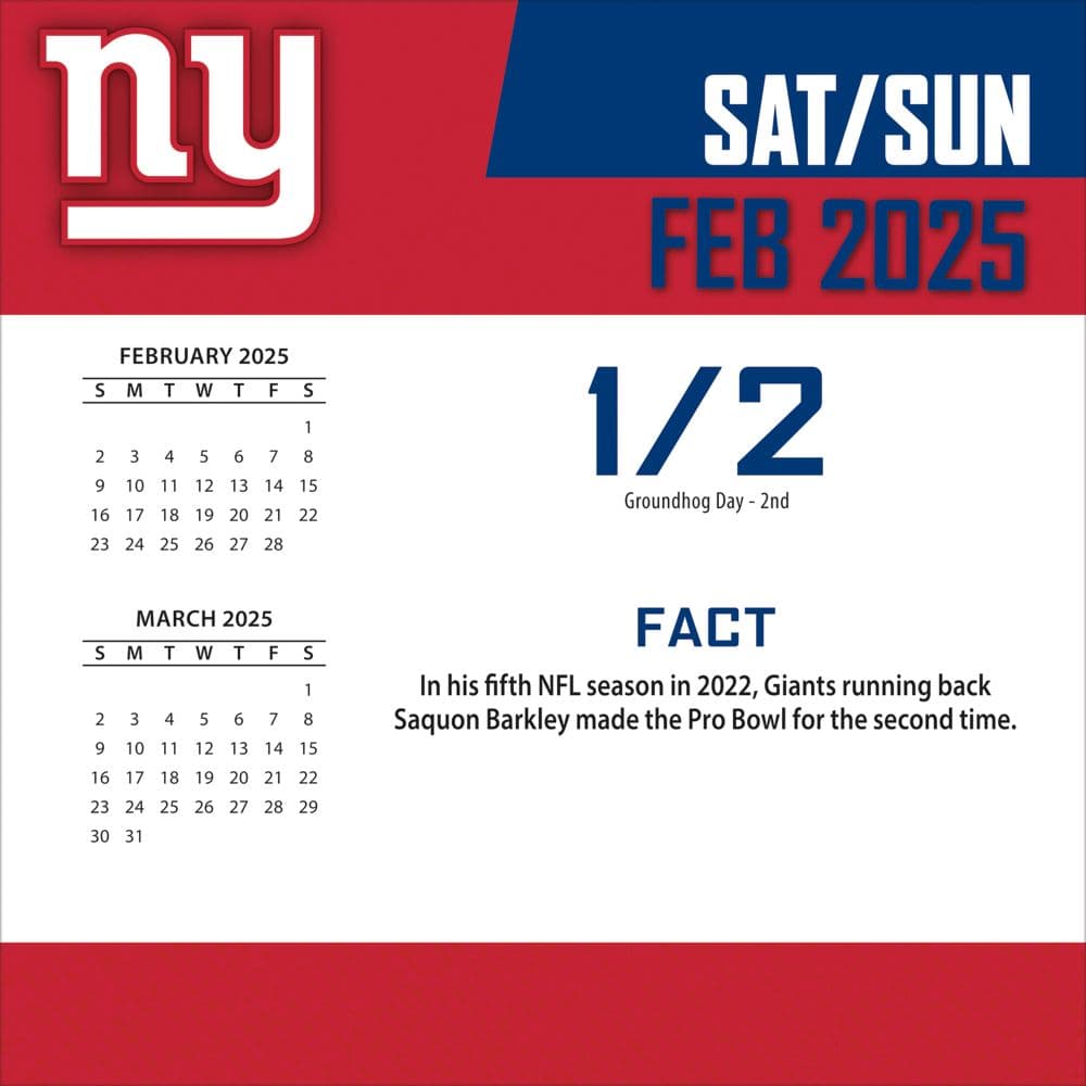 NFL New York Giants 2025 Desk Calendar Second Alternate Image