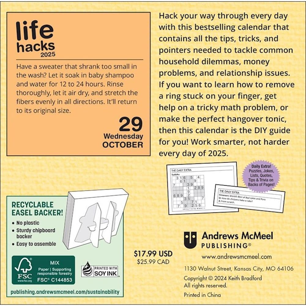 Life Hacks 2025 Desk Calendar