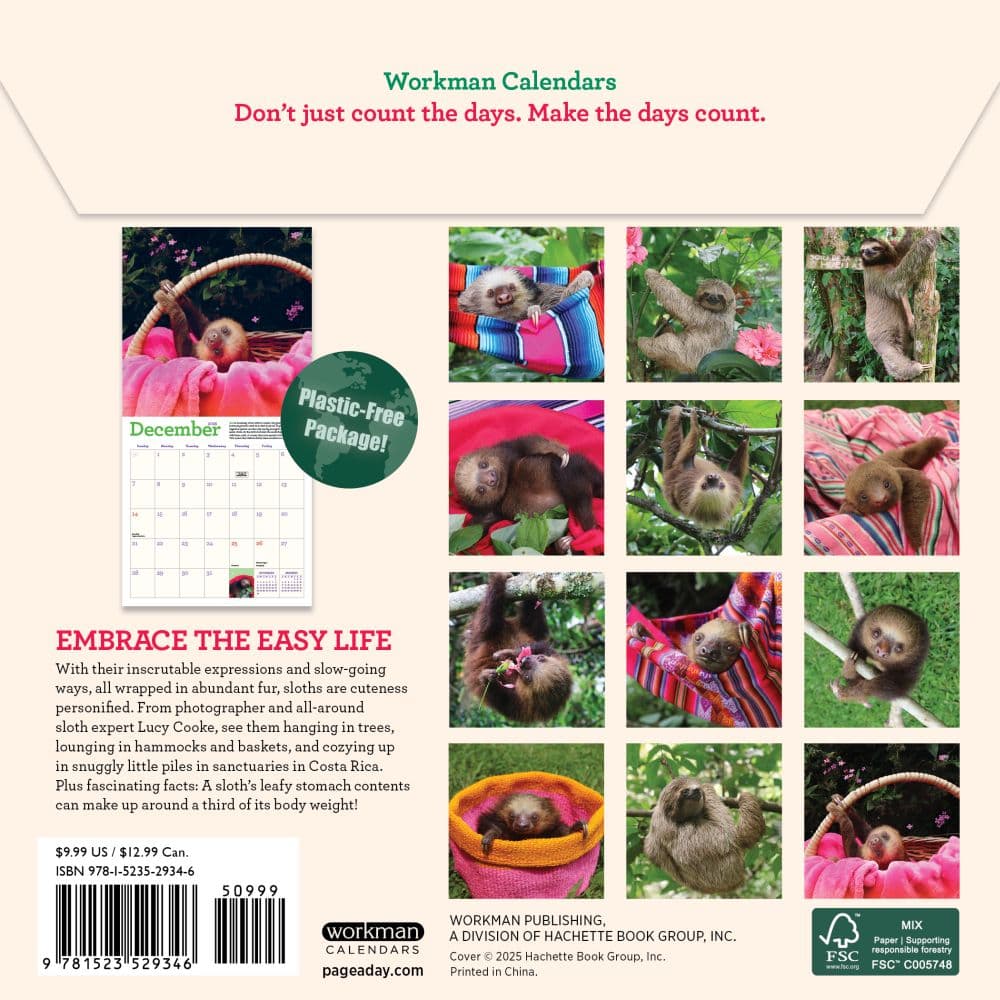 Sloths 2026 Mini Wall Calendar First Alternate Image