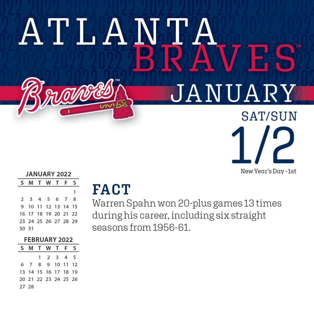 Mlb Atlanta Braves 2022 Desk Calendar Calendars Com